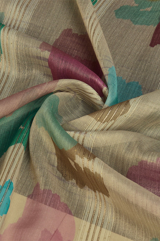 Beige Organza Saree With Blouse Piece