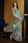 Grey Organza Saree With Blouse Piece