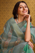 Grey Organza Saree With Blouse Piece