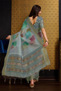 Grey Organza Saree With Blouse Piece