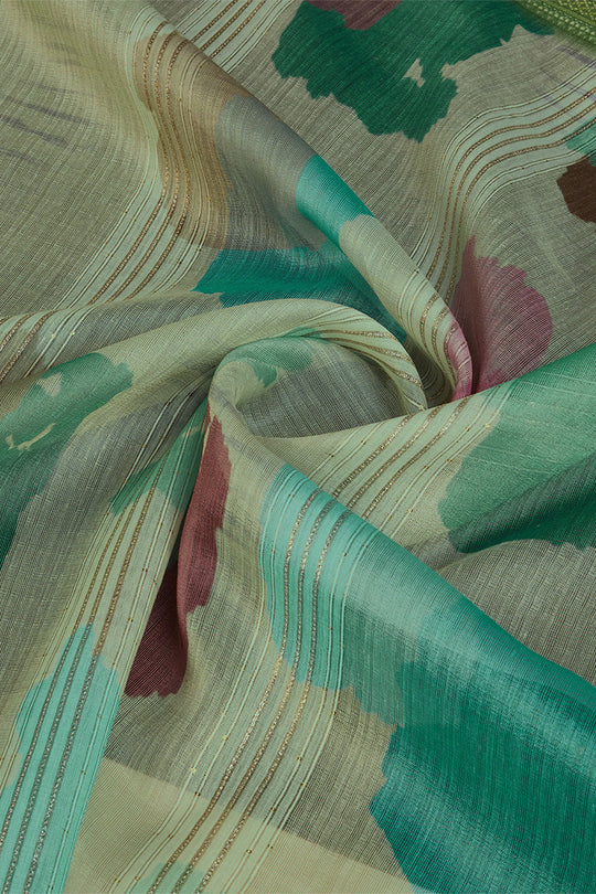 Pista Organza Saree With Blouse Piece