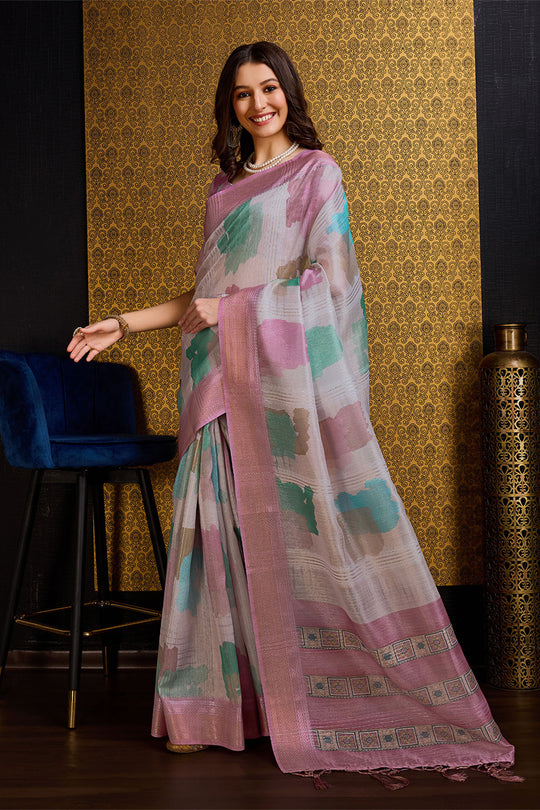 Purple Organza Saree With Blouse Piece