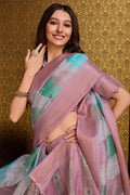 Purple Organza Saree With Blouse Piece