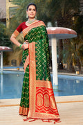 Green Banarasi Silk Saree With Blouse Piece