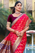 Pink Banarasi Silk Saree With Blouse Piece