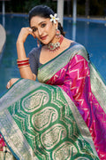 Purple Banarasi Silk Saree With Blouse Piece