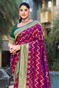 Purple Banarasi Silk Saree With Blouse Piece