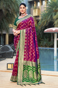 Purple Banarasi Silk Saree With Blouse Piece