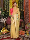 Yellow Linen Cotton Saree With Blouse Piece