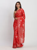 Red Banarasi Silk Saree With Blouse Piece