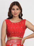 Red Banarasi Silk Saree With Blouse Piece