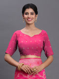 Pink Banarasi Silk Saree With Blouse Piece