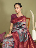 Teal Lichi Silk Saree With Blouse Piece