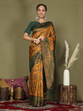 Yellow Lichi Silk Saree With Blouse Piece