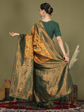 Yellow Lichi Silk Saree With Blouse Piece
