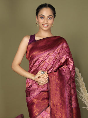 Light Pink Lichi Silk Saree With Blouse Piece