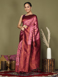 Light Pink Lichi Silk Saree With Blouse Piece