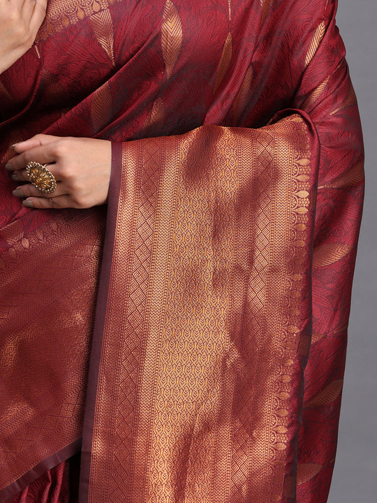 Maroon Silk Saree With Blouse Piece