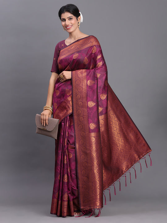 Purple Silk Saree With Blouse Piece