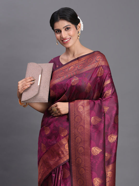 Purple Silk Saree With Blouse Piece