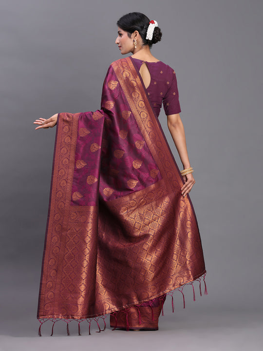 Purple Silk Saree With Blouse Piece
