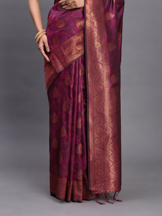 Purple Silk Saree With Blouse Piece