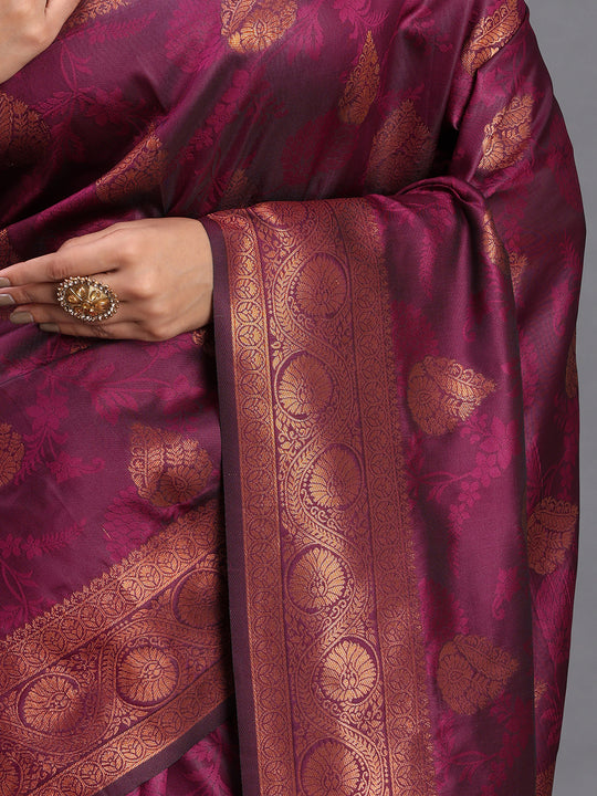 Purple Silk Saree With Blouse Piece