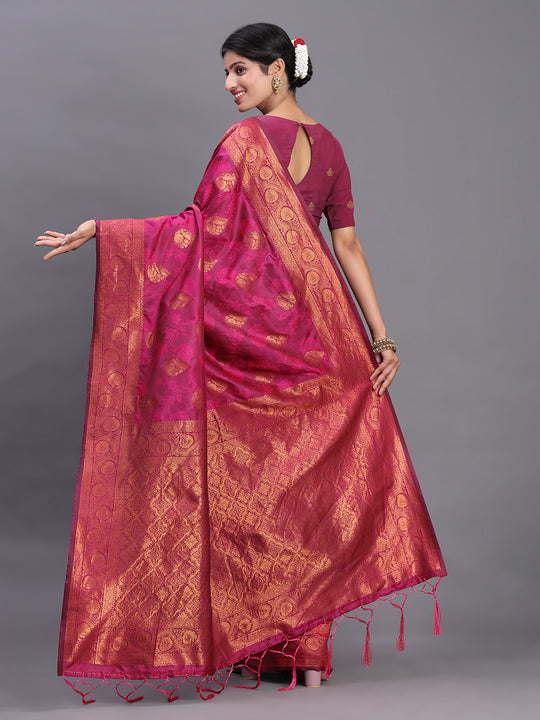 Pink Silk Saree With Blouse Piece