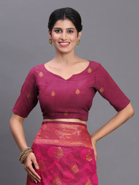 Pink Silk Saree With Blouse Piece