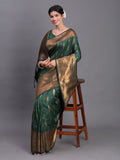 Dark Green Silk Saree With Blouse Piece