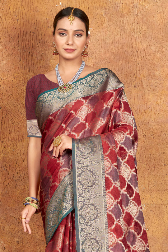 Deep Brown Organza Saree
