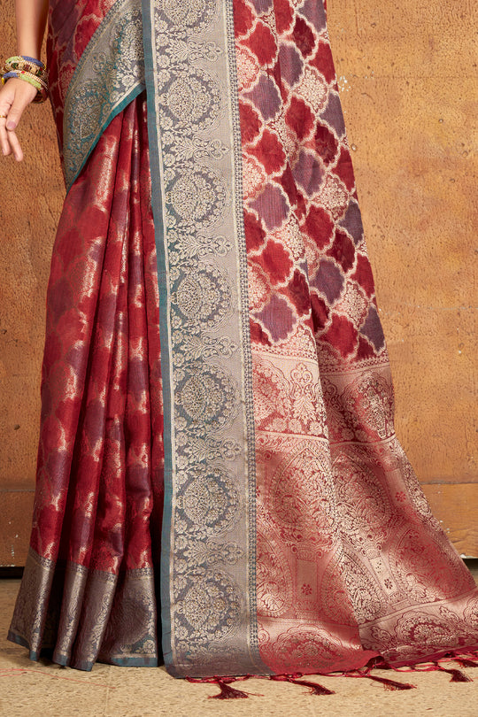 Deep Brown Organza Saree