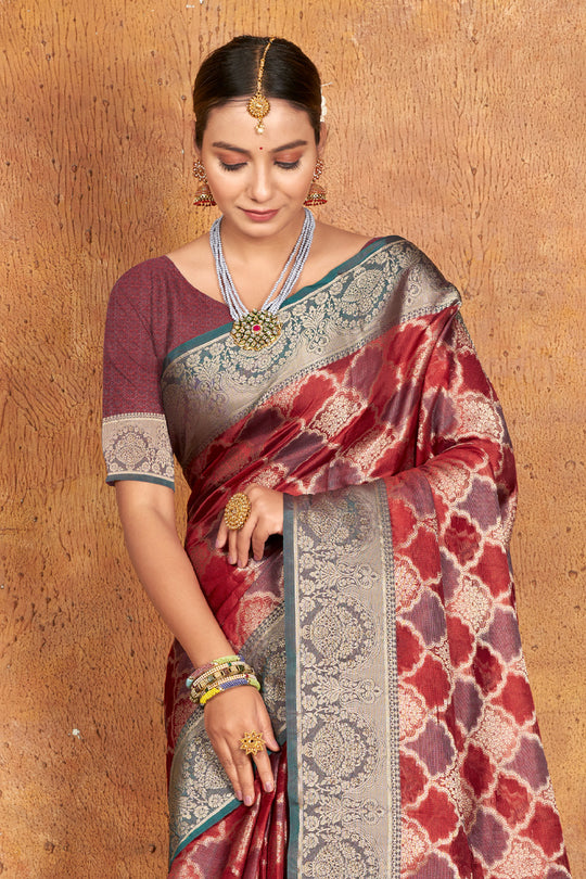 Deep Brown Organza Saree