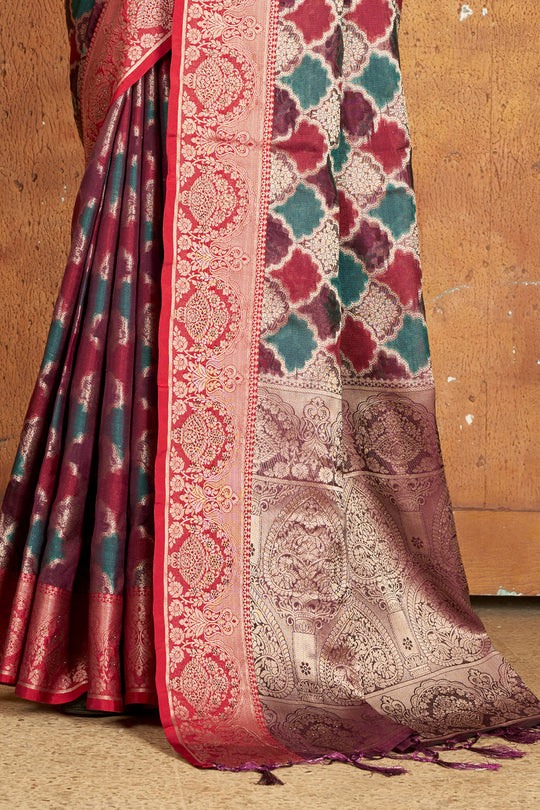 Tan Brown Organza Saree