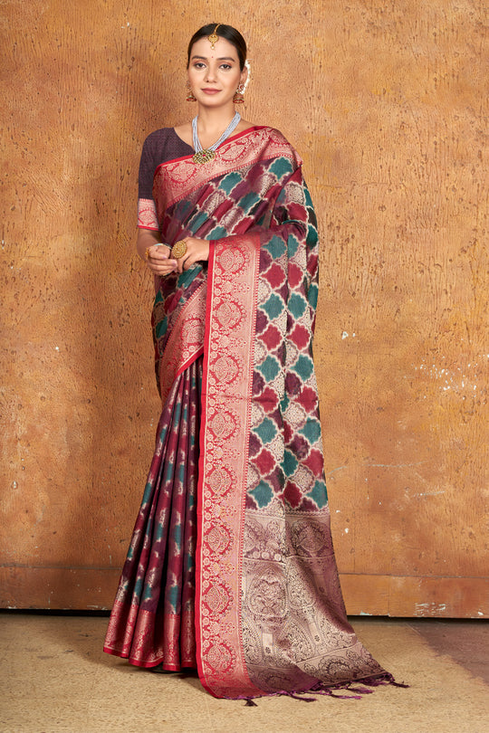 Tan Brown Organza Saree