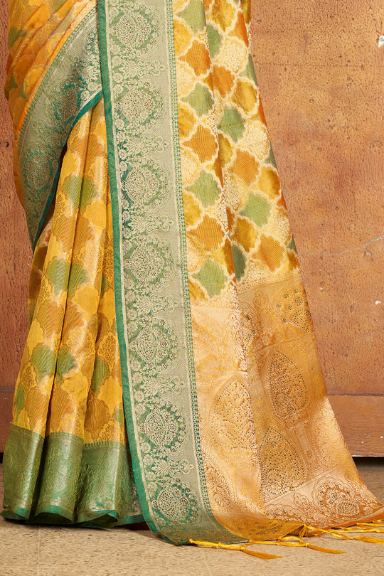 Marigold Yellow Organza Saree