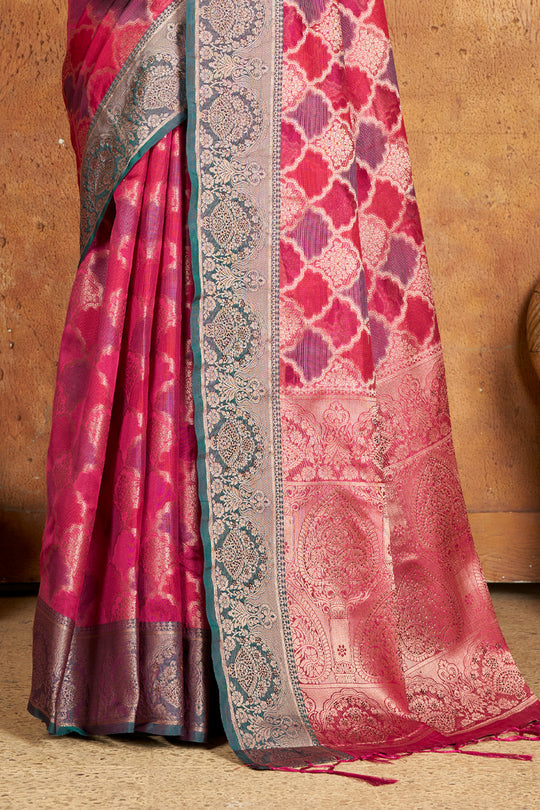 Punch Pink Organza Saree