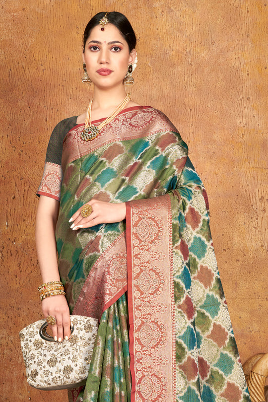 Deep Green Organza Saree