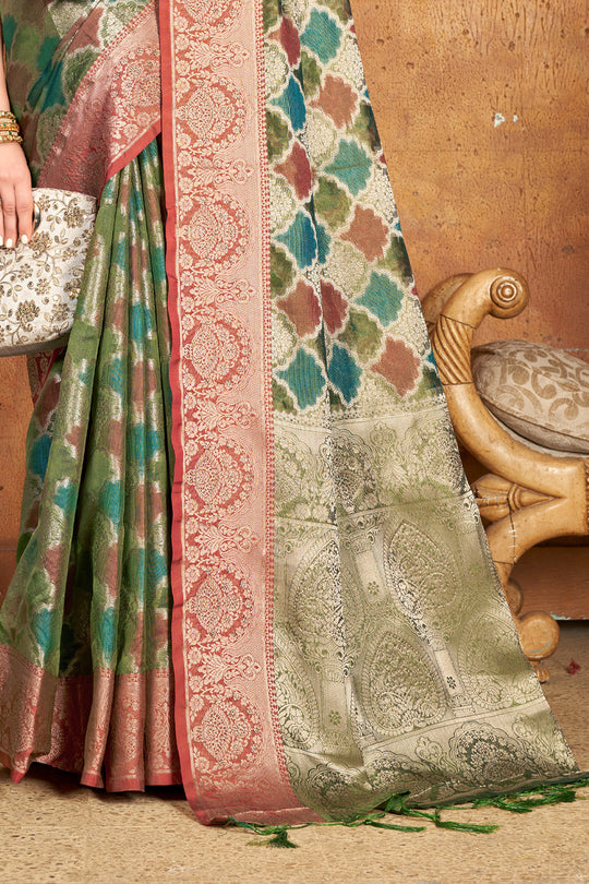 Deep Green Organza Saree