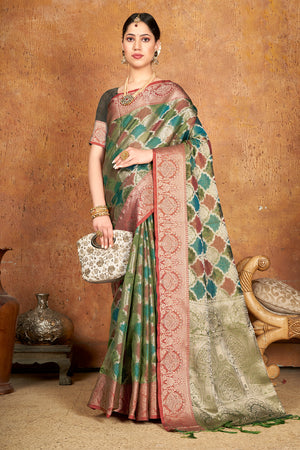 Deep Green Organza Saree