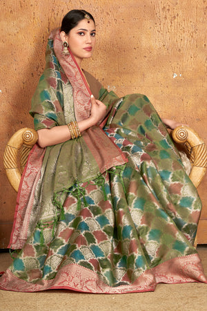 Deep Green Organza Saree