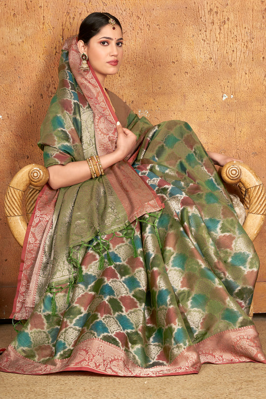 Deep Green Organza Saree