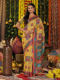 Yellow Linen Cotton Saree With Blouse Piece