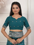Rama Lichi Silk Saree With Blouse Piece