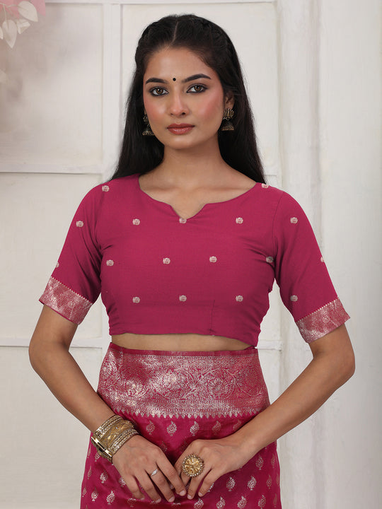 Light Pink Lichi Silk Saree With Blouse Piece