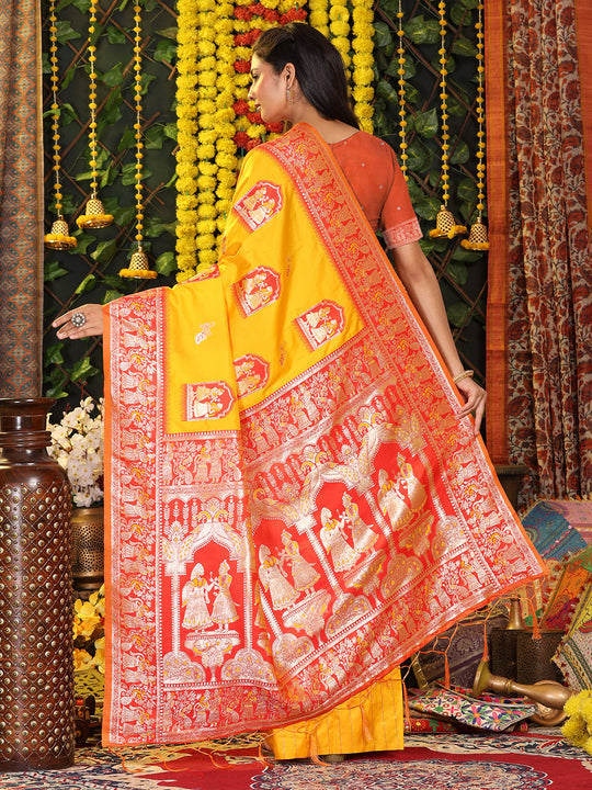 Yellow Silk Saree With Blouse Piece