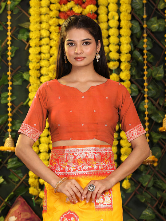 Yellow Silk Saree With Blouse Piece