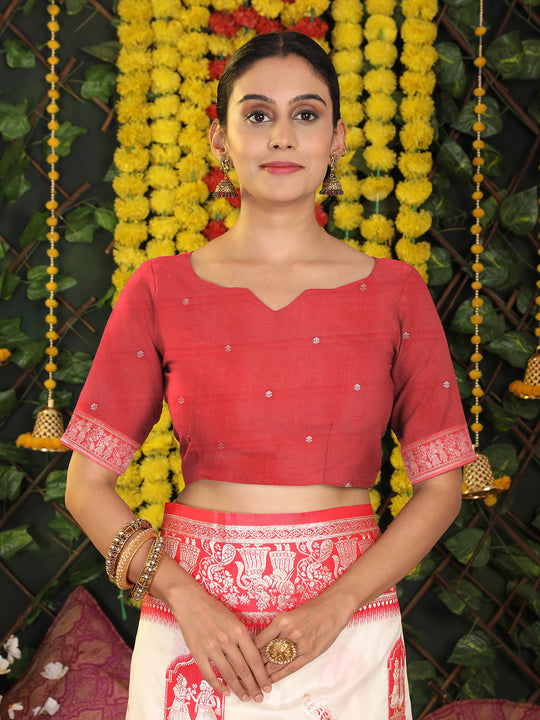 White Silk Saree With Blouse Piece