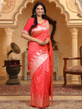Pink Banarasi Silk Saree With Blouse Piece