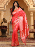 Pink Banarasi Silk Saree With Blouse Piece